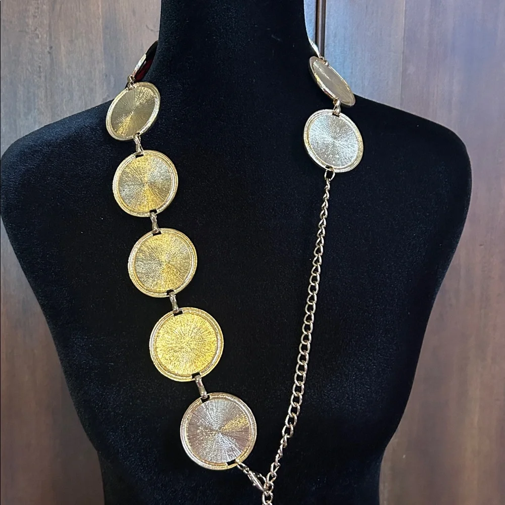 80s Chain Belt with Huge Orange Glass Gems OS